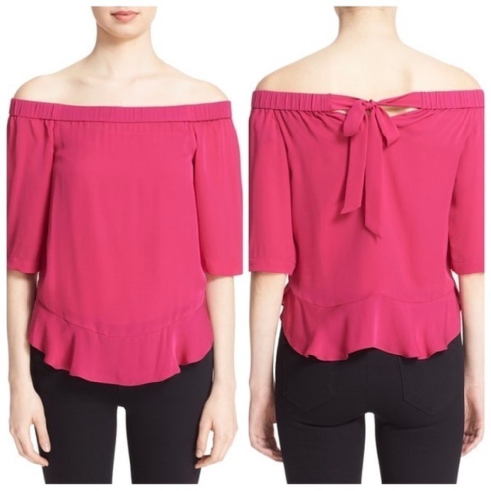 Rebecca Taylor 'Double Georgette' Off Shoulder Blouse